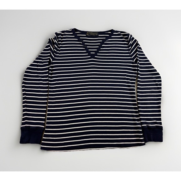 Lauren Ralph Lauren Tops - Lauren Ralph Lauren Womens Medium M Henley Striped Long Sleeve Shirt V Neck